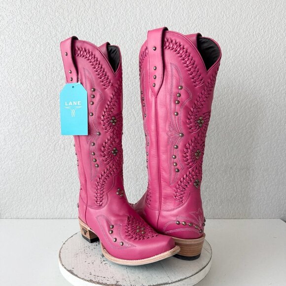 Lane boots Shoes - Lane COSSETTE Hot Pink Cowboy Boots Western Tall Snip Toe Size 9.5